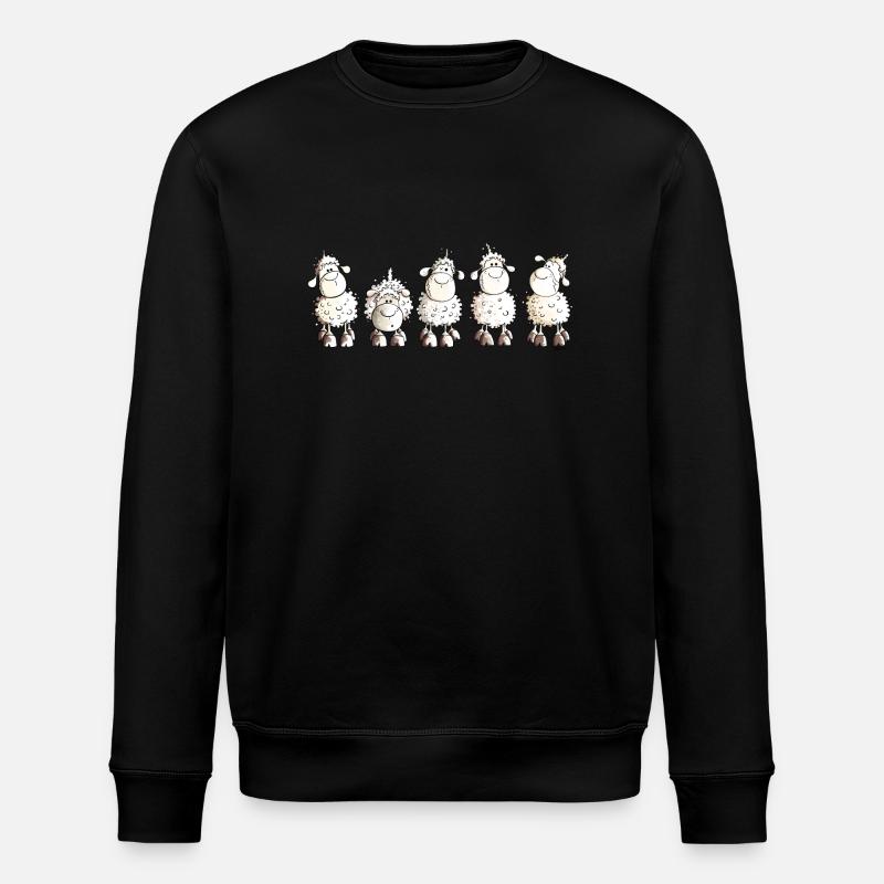 Funny White Sheep - Schaf - Stanley/Stella Unisex Bio-Sweatshirt ROLLER - Schwarz