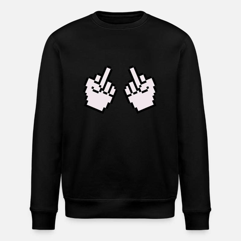 Middle Finger Pixel 2 - Stanley/Stella ROLLER Unisex Organic Sweatshirt - black