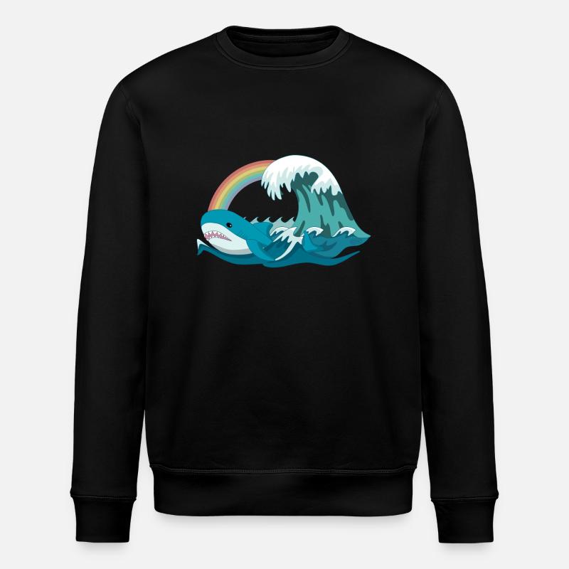 Pride Blahaj with Rainbow - Stanley/Stella ROLLER Unisex Organic Sweatshirt - black