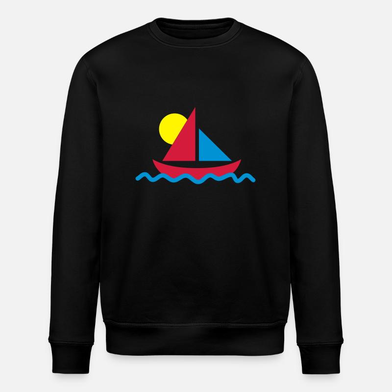 Segelboot mit Sonne - Stanley/Stella Unisex Bio-Sweatshirt ROLLER - Schwarz