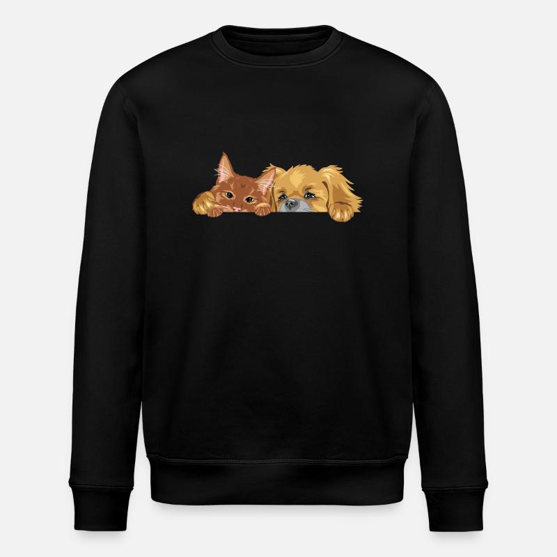 Chat roux et chien pékinois - Sweat bio ROLLER Stanley/Stella Unisexe - noir
