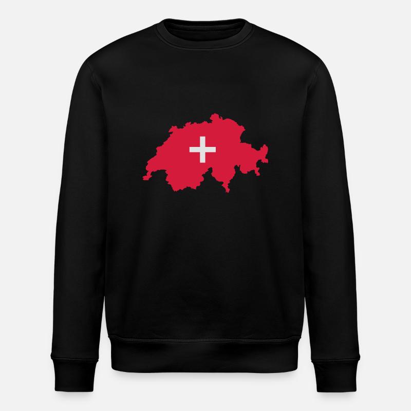Schweiz mit Kreuz - Stanley/Stella Unisex Bio-Sweatshirt ROLLER - Schwarz