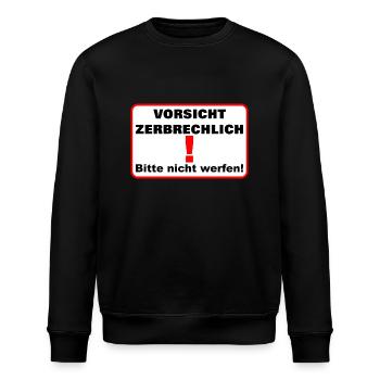 Zerbrechlich vorsicht - Stanley/Stella Unisex Bio-Sweatshirt ROLLER - Schwarz - Vorne - Nik (191cm)