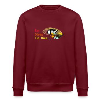 Eat Sleep Tie Flies Black Argus - Stanley/Stella ROLLER Unisex Organic Sweatshirt - burgundy - Front - Nik (191cm)