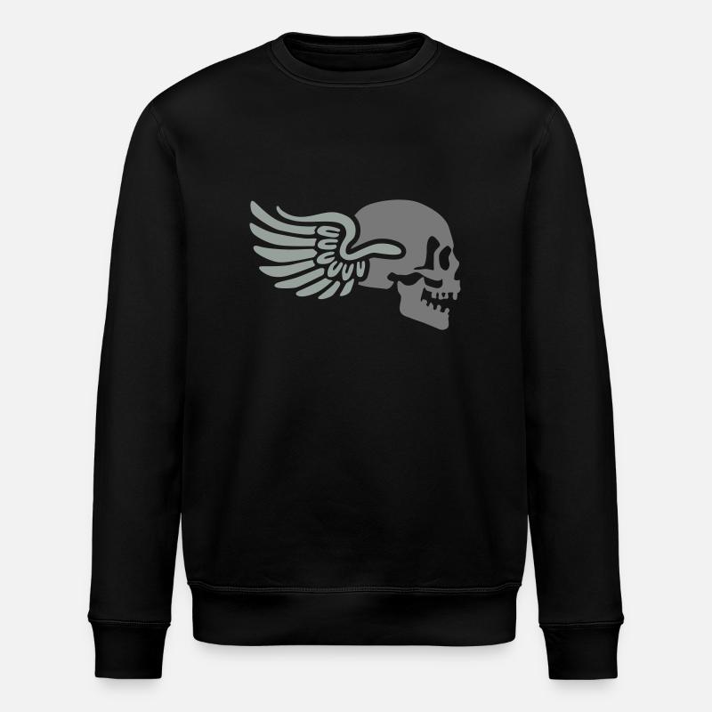 wing_skull_2c - Stanley/Stella Unisex Bio-Sweatshirt ROLLER - Schwarz