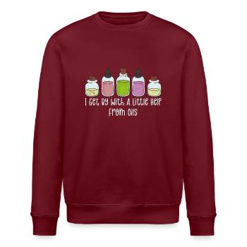 I Get By With A Little Help From Oils Natural Esse - Stanley/Stella ROLLER Unisex Organic Sweatshirt - burgundy - Front - Nik (191cm)