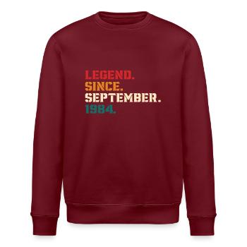 Legende seit September 1984 - Stanley/Stella Unisex Bio-Sweatshirt ROLLER - Burgunderrot - Vorne - Nik (191cm)