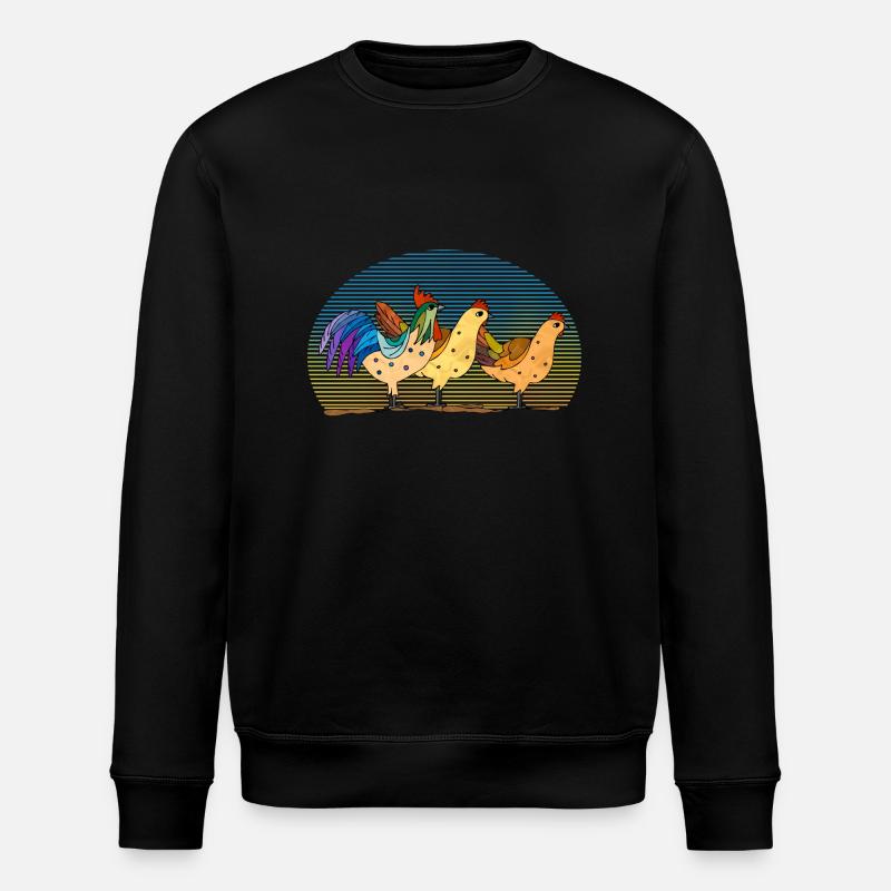 Rooster and hens - Stanley/Stella ROLLER Unisex Organic Sweatshirt - black