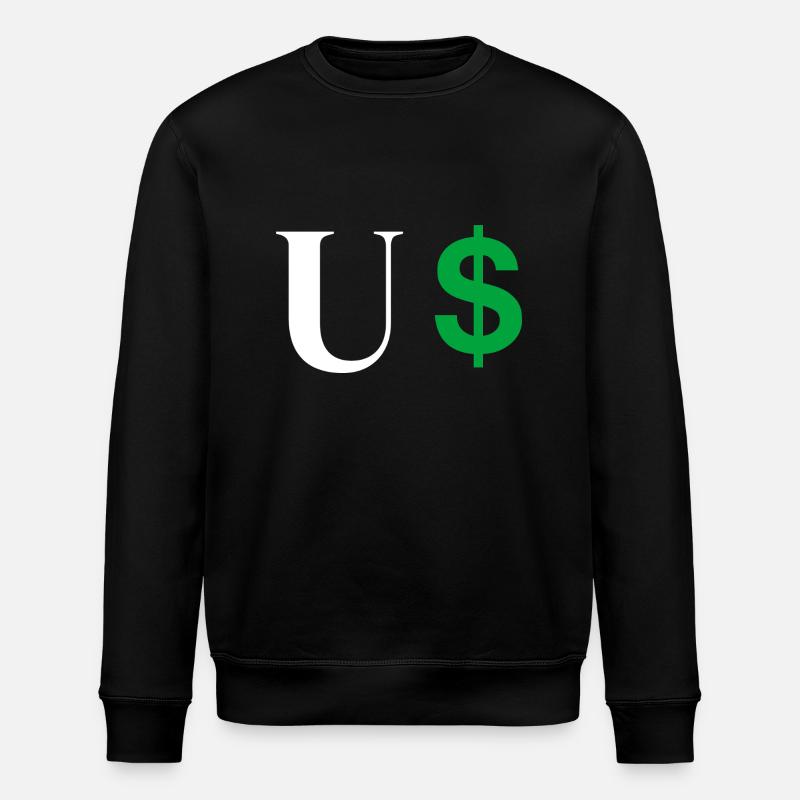 Letter u dollar - Stanley/Stella ROLLER Unisex Organic Sweatshirt - black