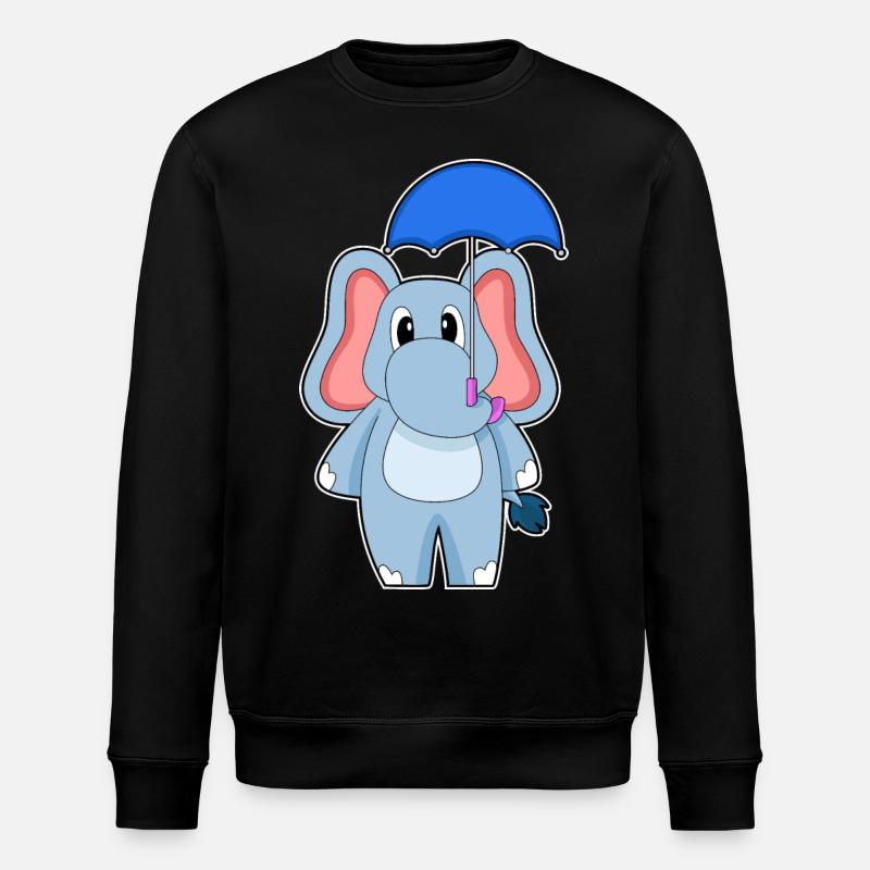 Elephant Rain Umbrella - Stanley/Stella ROLLER Unisex Organic Sweatshirt - black