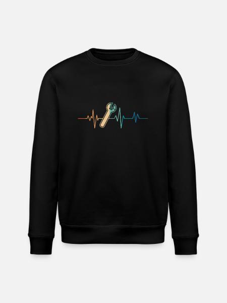 Retro Heartbeat Adjustable Wrench - Stanley/Stella ROLLER Unisex Organic Sweatshirt - black
