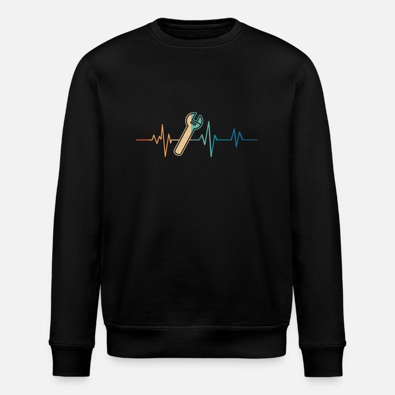 Retro Heartbeat Adjustable Wrench - Stanley/Stella ROLLER Unisex Organic Sweatshirt - black