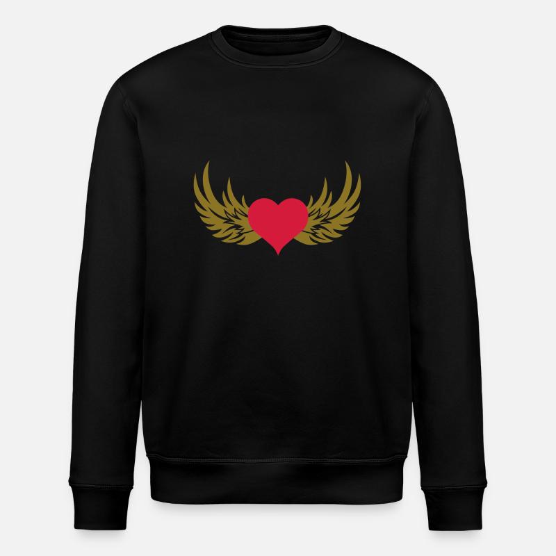 Flügel-Herz - Stanley/Stella Unisex Bio-Sweatshirt ROLLER - Schwarz