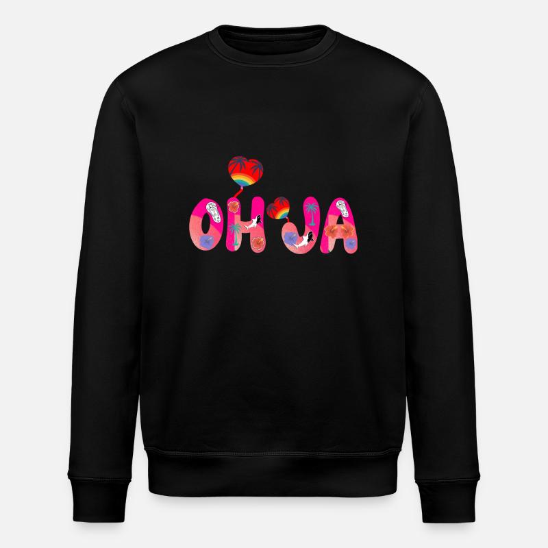 oh ja text adrettes rosa - Sweat bio ROLLER Stanley/Stella Unisexe - noir