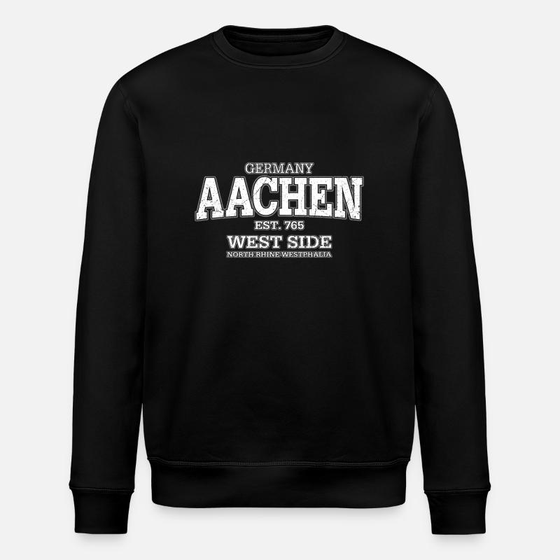 Aachen (white oldstyle) - Stanley/Stella ROLLER Unisex Organic Sweatshirt - black