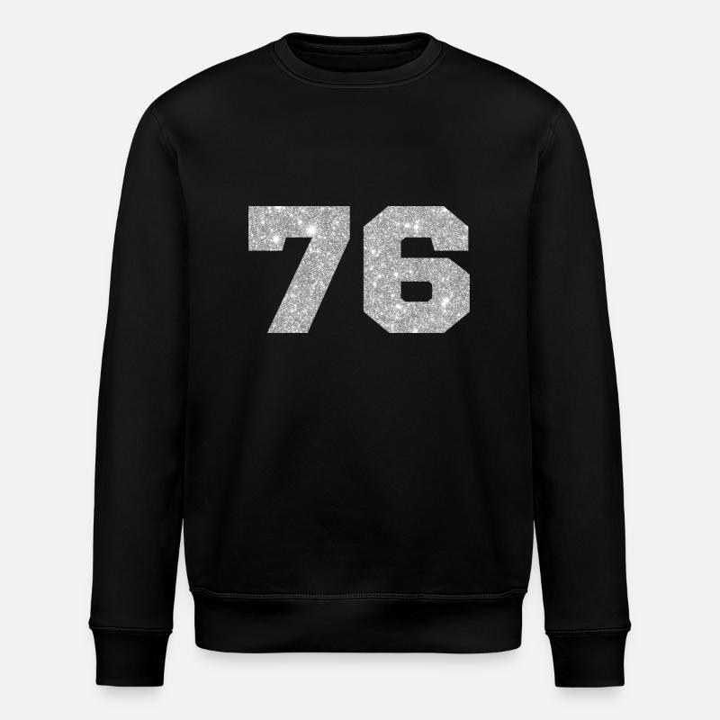 76 Silver Glitter - 76th Anniversary - Stanley/Stella ROLLER Unisex Organic Sweatshirt - black