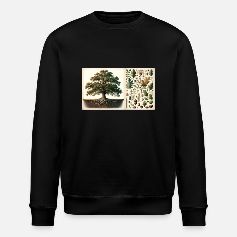 Oak Tree Botanical - Stanley/Stella ROLLER Unisex Organic Sweatshirt - black