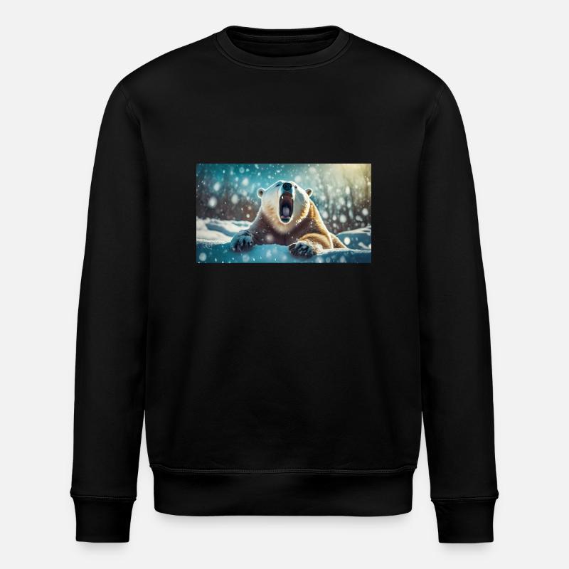 Niedliche Tiere chillen – Eisbär - Stanley/Stella Unisex Bio-Sweatshirt ROLLER - Schwarz