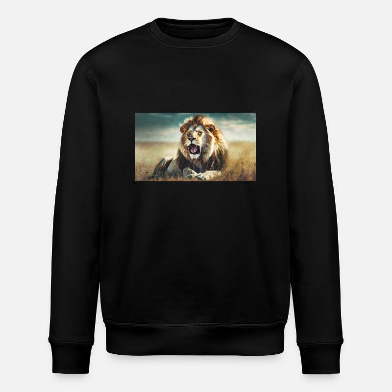 Søde dyr, der køler – løve - Stanley/Stella økologisk unisex-sweatshirt ROLLER - sort