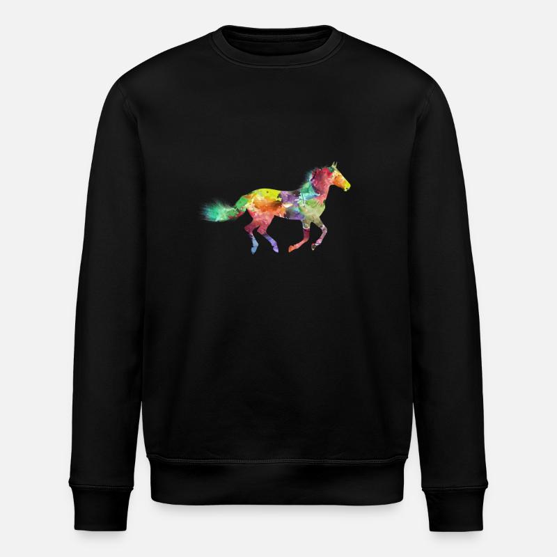 Rainbow Horse - Stanley/Stella ROLLER Unisex Organic Sweatshirt - black