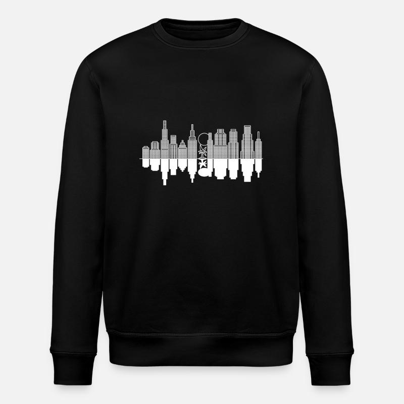 City Skyline + Tree - White - Stanley/Stella ROLLER Unisex Organic Sweatshirt - black