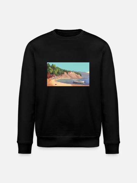 Zlatni Rat, Croatia - Pixel Art - Stanley/Stella ROLLER Unisex Organic Sweatshirt - black
