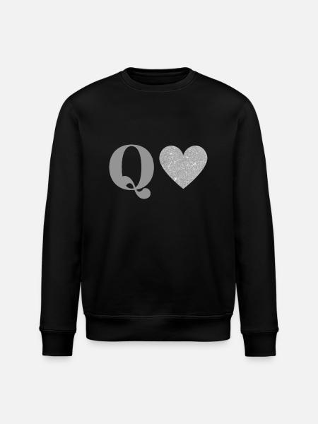 Silver Heart Q Letter - Stanley/Stella ROLLER Unisex Organic Sweatshirt - black