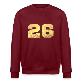 Nummer 26 Gold Glitter - 26. Jubiläum - Stanley/Stella Unisex Bio-Sweatshirt ROLLER - Burgunderrot - Vorne - Nik (191cm)