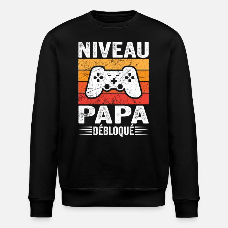 Niveau Papa Débloqué - Sweat bio ROLLER Stanley/Stella Unisexe - noir