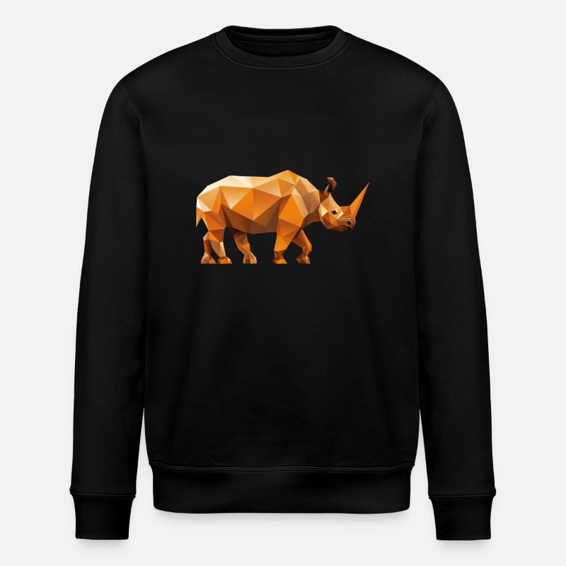 Rhino Low Poly Logo Design - Stanley/Stella ROLLER Unisex Organic Sweatshirt - black