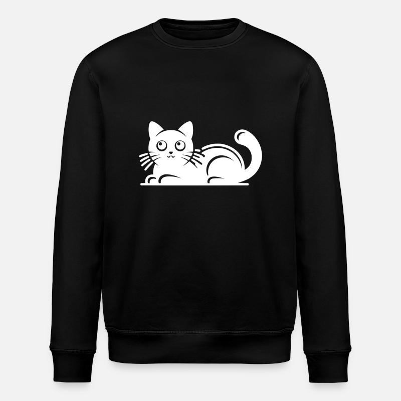 Cute Cat Drawing - Stanley/Stella ROLLER Unisex Organic Sweatshirt - black