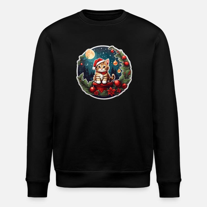 Weihnachtskatze - Stanley/Stella Unisex Bio-Sweatshirt ROLLER - Schwarz