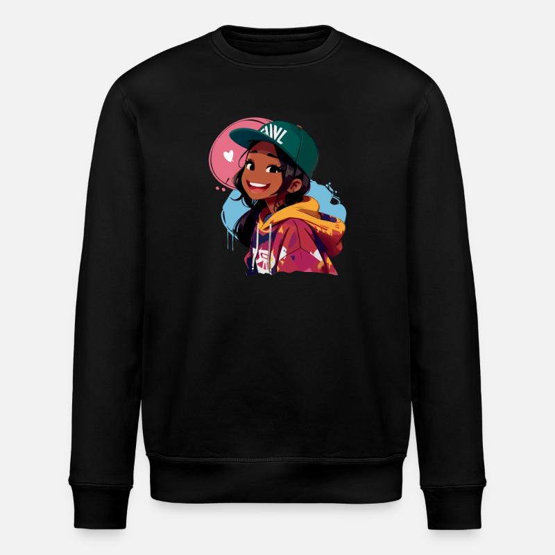 Schwarzes Mädchen im Kapuzenpullover - Stanley/Stella Unisex Bio-Sweatshirt ROLLER - Schwarz