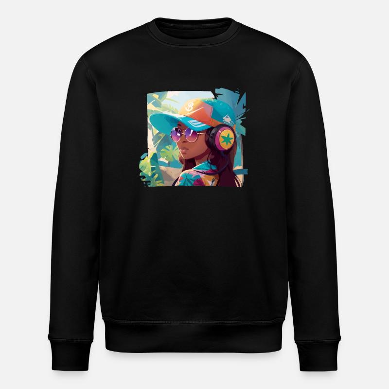 Fille avec des écouteurs - Sweat bio ROLLER Stanley/Stella Unisexe - noir