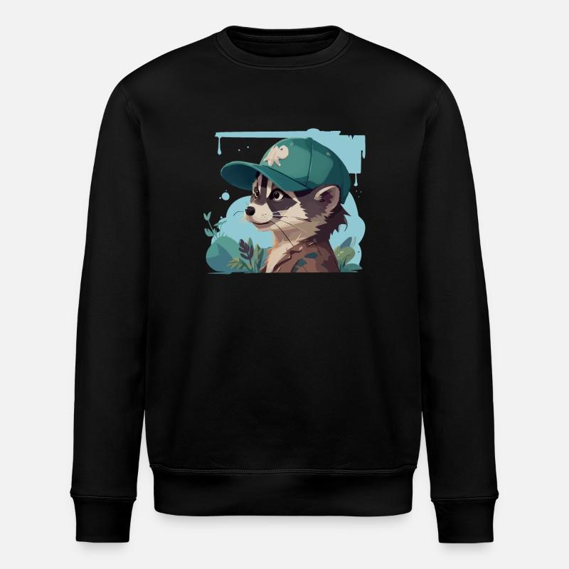 Cool Racoon - Stanley/Stella ROLLER Unisex Organic Sweatshirt - black