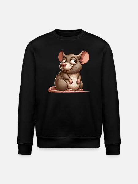 Cute cartoon mouse curious rat - Stanley/Stella ROLLER Unisex Organic Sweatshirt - black