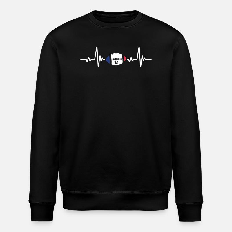 Rugby-Herzschlag - Stanley/Stella Unisex Bio-Sweatshirt ROLLER - Schwarz