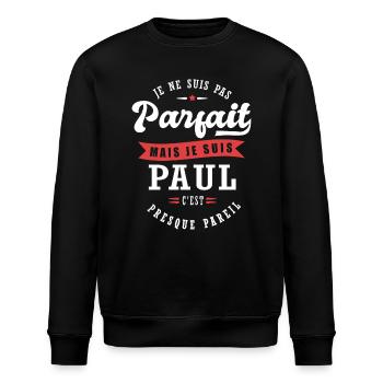 Paul Parfait Cadeau prenom paul - Sweat bio ROLLER Stanley/Stella Unisexe - noir - Devant - Nik (191cm)