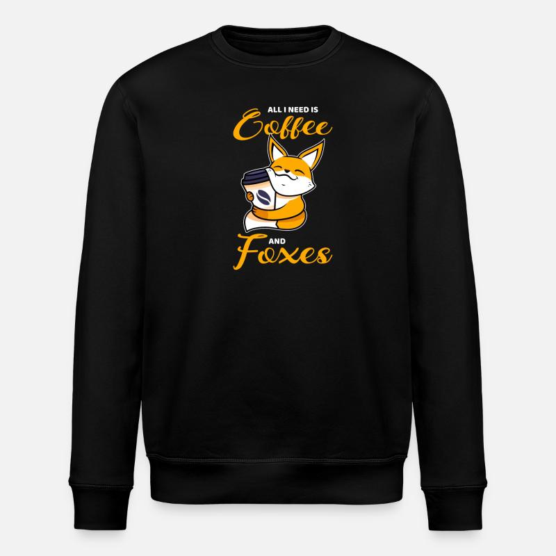 Kaffee und Füchse - Stanley/Stella Unisex Bio-Sweatshirt ROLLER - Schwarz