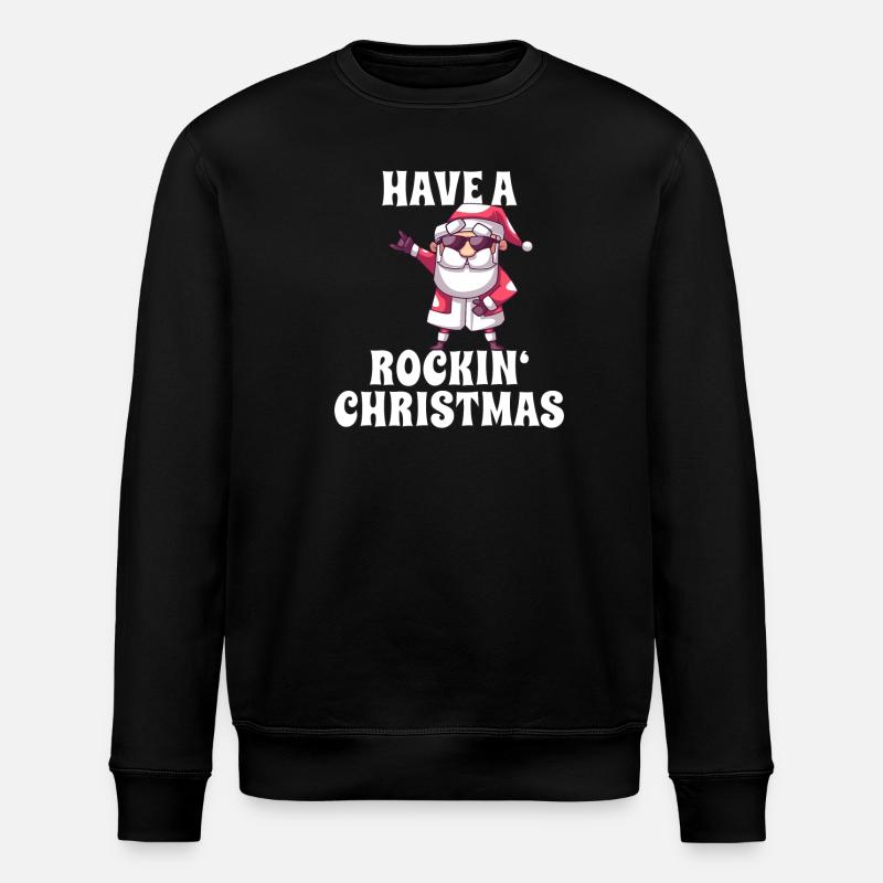 Rockiger Weihnachtsmann - Stanley/Stella Unisex Bio-Sweatshirt ROLLER - Schwarz