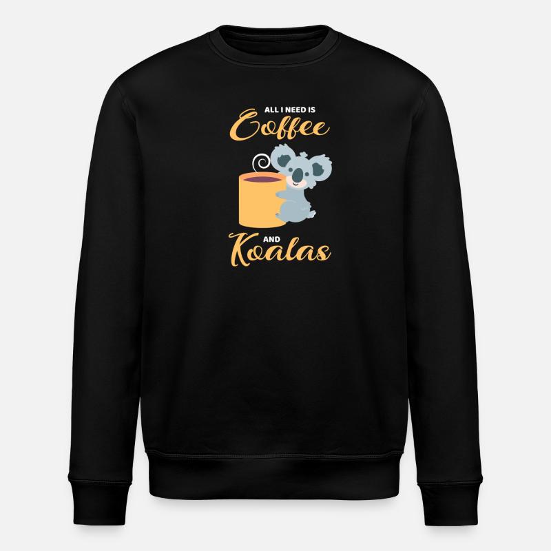 Koalas and coffee - Stanley/Stella ROLLER Unisex Organic Sweatshirt - black