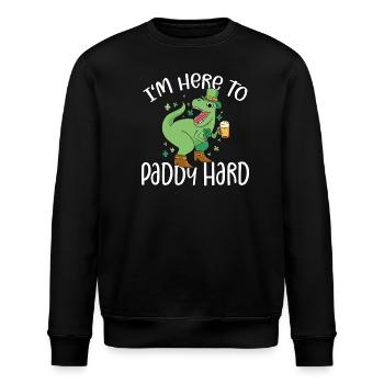 Leprechaun T-Rex Dino Bier I'm Here To Paddy Hard - Stanley/Stella Unisex Bio-Sweatshirt ROLLER - Schwarz - Vorne - Nik (191cm)