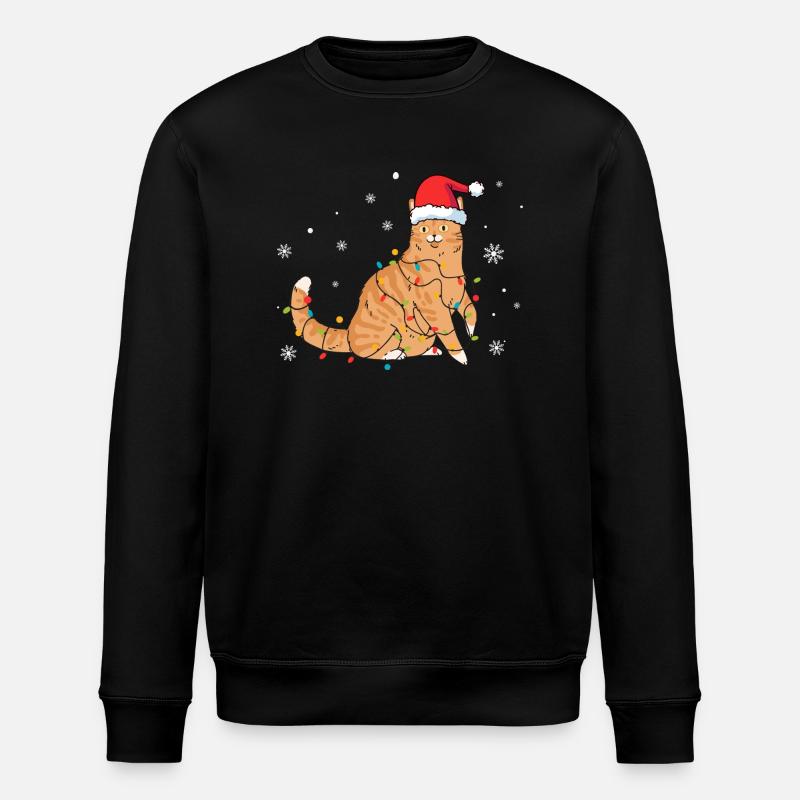 Katze Weihnachten - Stanley/Stella Unisex Bio-Sweatshirt ROLLER - Schwarz