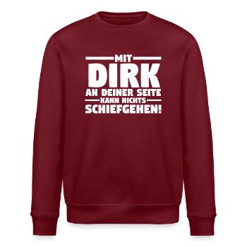 Prénom Dirk - Sweat bio ROLLER Stanley/Stella Unisexe - bordeaux - Devant - Nik (191cm)
