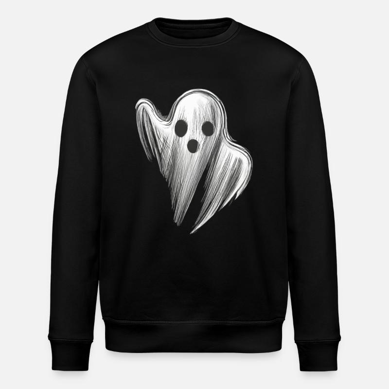STYLIZED SCARY GHOST - Stanley/Stella ROLLER Unisex Organic Sweatshirt - black