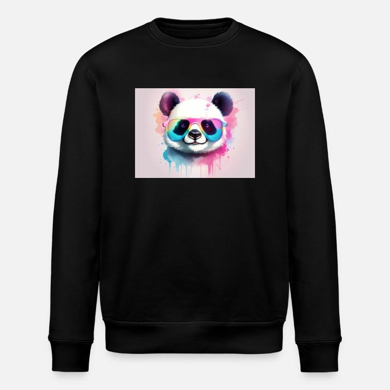 Bär mit farbiger Brille - Stanley/Stella Unisex Bio-Sweatshirt ROLLER - Schwarz