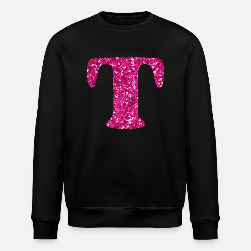 Lettre t rose pailleté - Sweat bio ROLLER Stanley/Stella Unisexe - noir