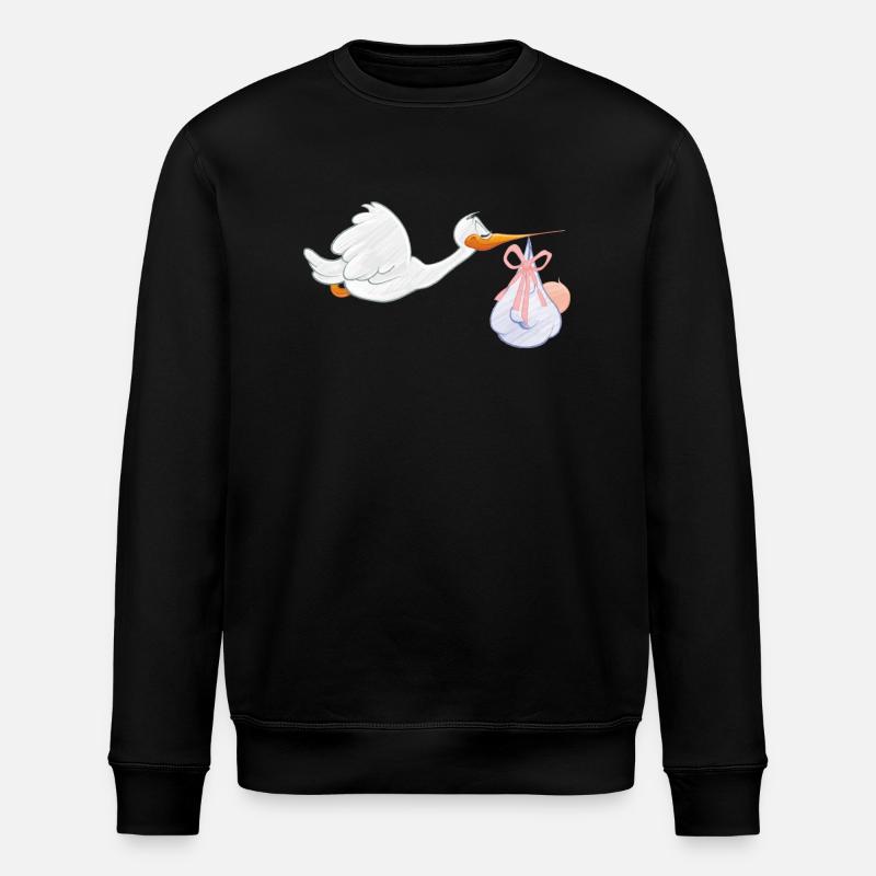 Storch mit Kleinkind - Stanley/Stella Unisex Bio-Sweatshirt ROLLER - Schwarz