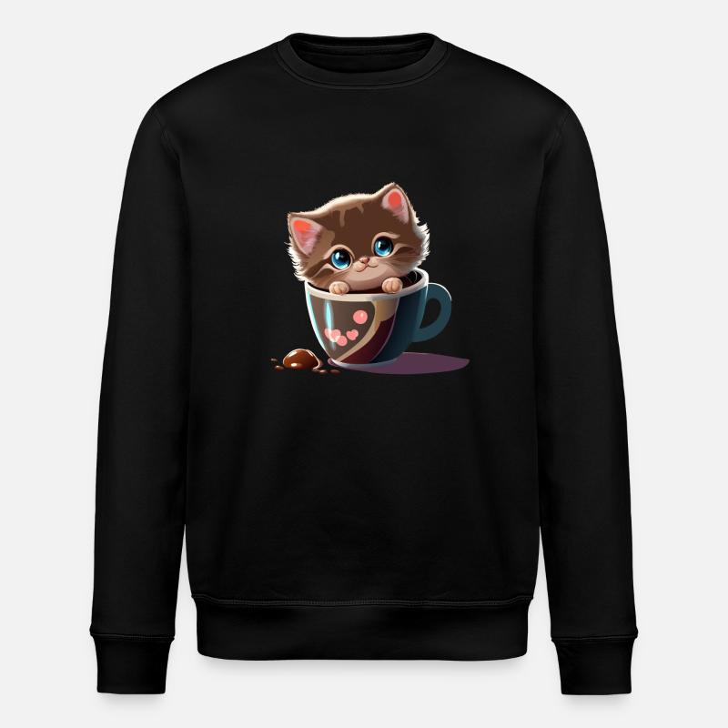 Cup Cat - Stanley/Stella ROLLER Unisex Organic Sweatshirt - black