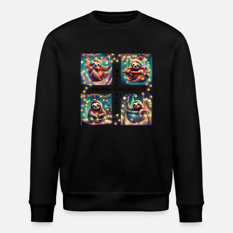 Weihnachts - Faultier, Ugly-Christmas - Stanley/Stella Unisex Bio-Sweatshirt ROLLER - Schwarz